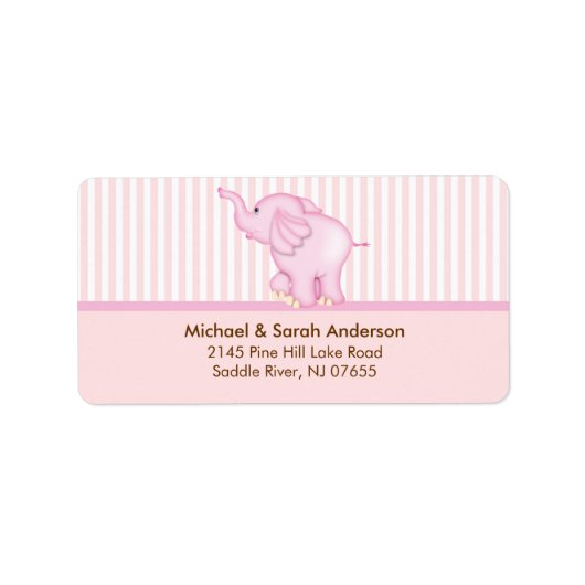 Zoete roze Baby olifant adreslabel Etiket (Voorkant)