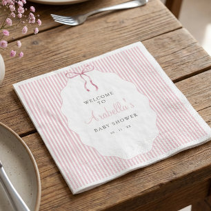 Zoete Roze Baby Shower Welkom Met Roze Strepen Servet