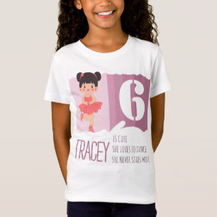 Zoete Roze Ballet 6e Verjaardag Meisje Design Rijm T-shirt
