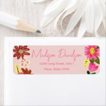 Zoete Roze Bloemen Bloemlabel
