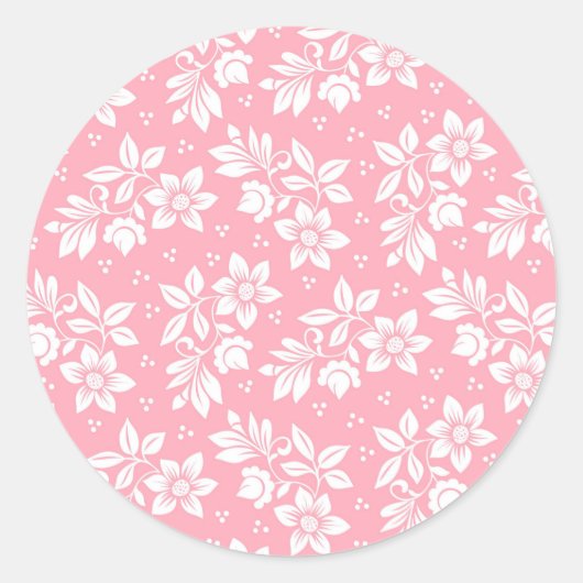 Zoete roze bloemen ronde sticker (Voorkant)