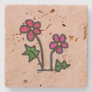 Zoete roze bloemen stenen onderzetter