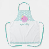 Zoete roze cupcake bakkerij dessert turquoise op m schort (Voorkant)