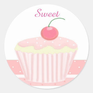 Zoete Roze Cupcake Ronde Sticker