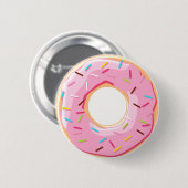Zoete roze donuts met sproeiers ronde button 5,7 cm (Voorkant /achterkant)