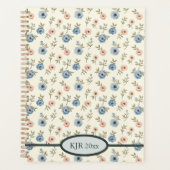Zoete roze en blauwe bloemen planner (Voorkant)