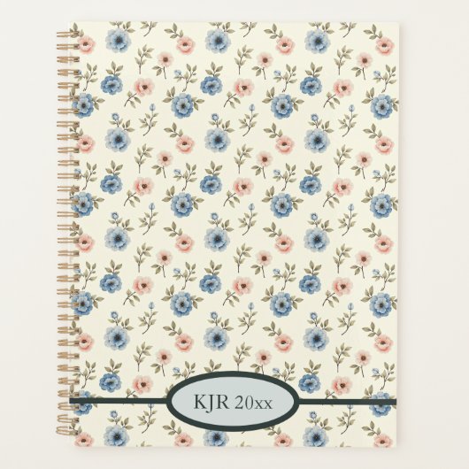 Zoete roze en blauwe bloemen planner (Voorkant)