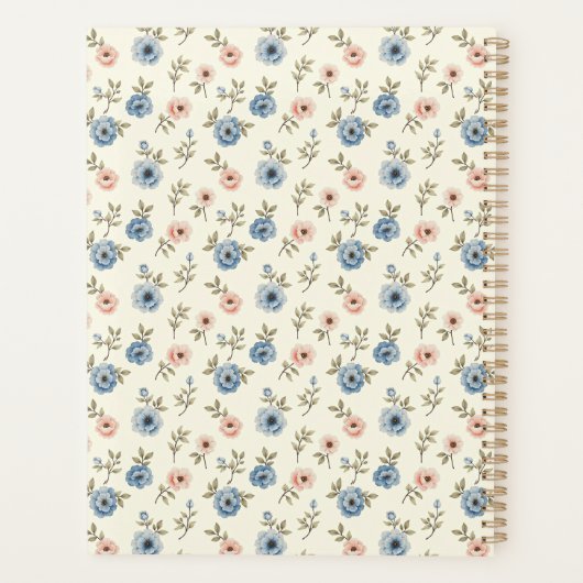 Zoete roze en blauwe bloemen planner (Achterkant)