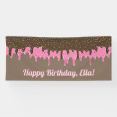 Zoete roze en chocolade Ice cram Birthday Spandoek (Horizontaal)