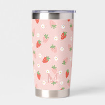 Zoete Roze en Rode Aardbeien Monogram 
