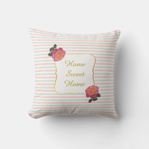 Zoete Roze en Verse Mint Gestreepte Kussen