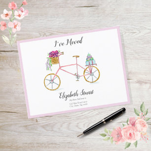 Zoete Roze Fiets Met Bloemen Pakketjes Die Ik Heb Aankondigingskaart