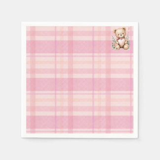 Zoete roze geruite babyshower servet