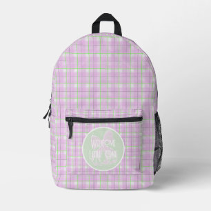 Zoete roze geruite en strik luierschooltas bedrukte rugzak
