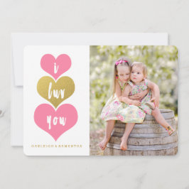 Zoete roze harten | Fotokaart Valentijnsdag Feestdagenkaart