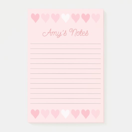 Zoete roze harten post-it® notes (Voorkant)