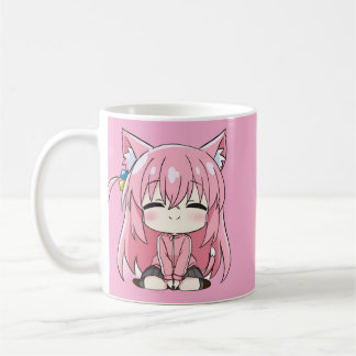 Zoete Roze Kitty Chibi Mok