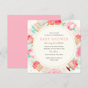 Zoete Roze Mint Cake Krans Baby Shower Kaart