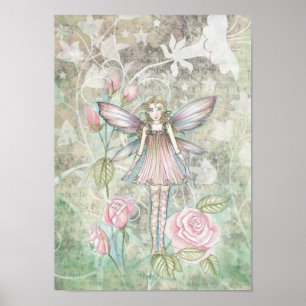 Zoete Roze Roos Fee Poster