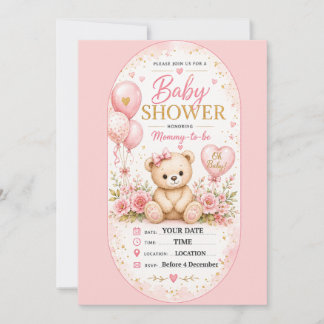 Zoete roze ruit baby shower ontwerp kaart
