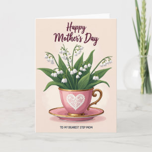 Zoete Roze Theekop Moederdag Kaart