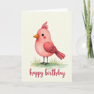 Zoete Roze Vogel Verjaardagskaart Kaart