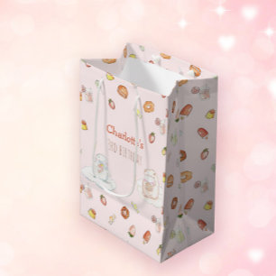 Zoete roze waterverf desserts kids birthday medium cadeauzakje