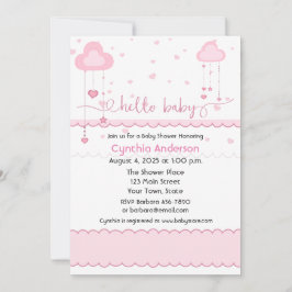 Zoete roze wolken en harten Baby shower Kaart