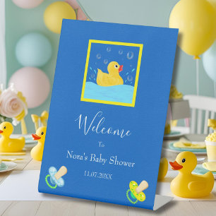 Zoete Rubber Eendje Welkom Baby Shower Welkom Reclamebord Met Voetstuk