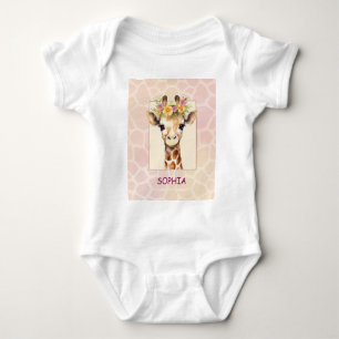 Zoete Safari Baby Giraf in Roze en Geel Romper