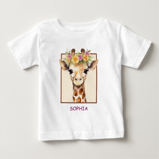 Zoete Safari Baby Giraffe in Roze en Geel (Voorkant)