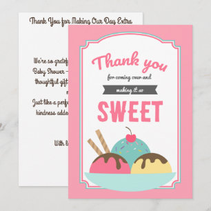 Zoete Scoop Baby Shower Bedankkaart
