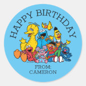 Zoete Sesamstraat Vrienden | Happy Birthday Gift L Ronde Sticker (Voorkant)