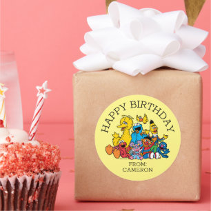 Zoete Sesamstraat Vrienden   Happy Birthday Gift L Ronde Sticker