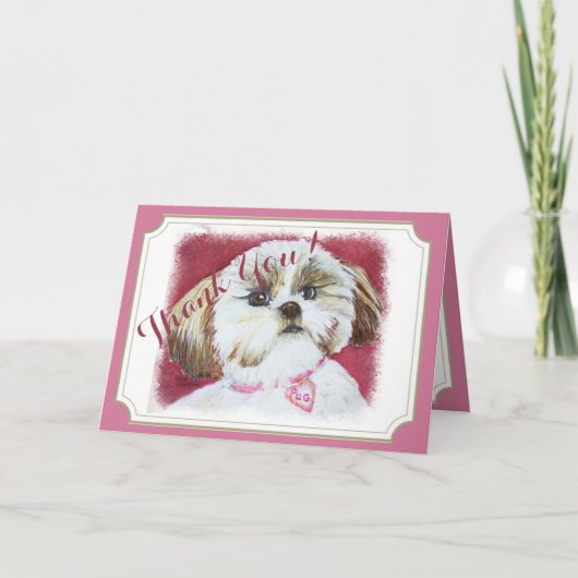 Zoete Shih Tzu DANKT U Bedankkaart (Voorkant)
