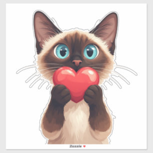Zoete Siamese Kat Met Hart En Blauwe Ogen 💙 Sticker