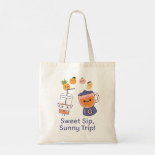 Zoete Slok, Zonnige Reis – Kawaii Zomer Smoothie Tote Bag