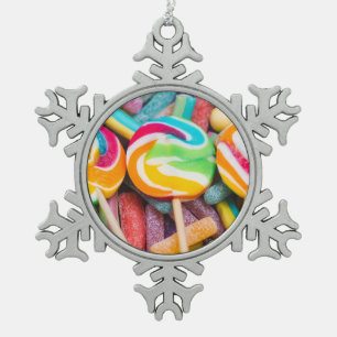 zoete snoepjes tin sneeuwvlok ornament