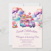 Zoete Snoepstraat Kinderverjaardag Budget Kaart (Voorkant)