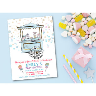 Zoete snoepwinkel baby shower uitnodiging