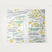 Zoete Sprigs Mint Gele en Grijze Bloemendoek Wandkleed (Voorkant (horizontaal))