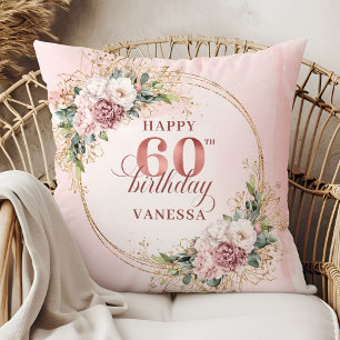 Zoete Stof Pink Waterverf Cadeau 60e verjaardag  Kussen