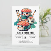 Zoete sushi kinderen verjaardag kaart (Staand voorkant)