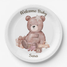 Zoete teddybeer baby shower feestbord