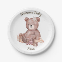 Zoete teddybeer baby shower feestbord