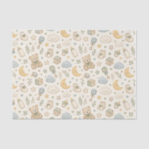 Zoete teddybeer babyshower inpakpapier Gesl Tissuepapier