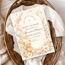 Zoete Teddybeer Bloemen Baby Shower