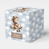 Zoete teddybeer piloot jongen douche gunst box bla bedankdoosjes (Voorkant Zijde)