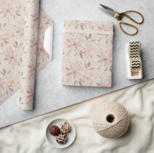 Zoete Terracotta Blush Waterverf Kantpatroon Cadeaupapier