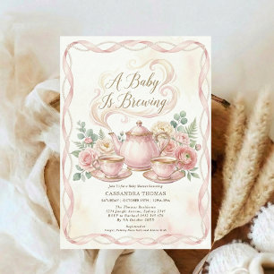 Zoete Thee Borrelt Blozende Bloemen Baby Shower Kaart